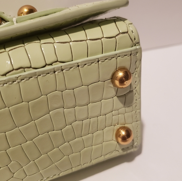 💖REBECCA MINKOFF Lou Mint Green Croc-Embossed Crossbody Bag NWT - Picture 13 of 17